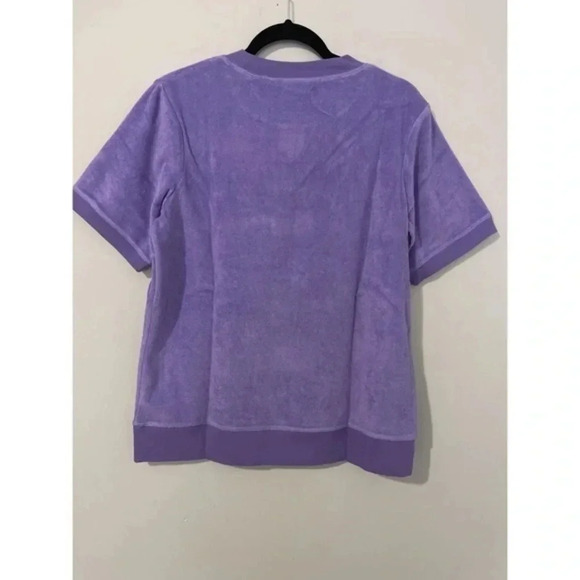 Quacker Factory Sweater Women’s Medium Purple Short Sleeve Terry Cloth Studded - Picture 4 of 9